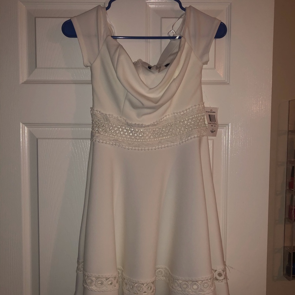 White B. Darlin Dress with Lace Details
